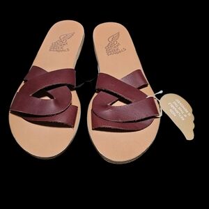 Ancient Greek Sandal Desmos Chestnut Leather Sandals NWT - Size 40